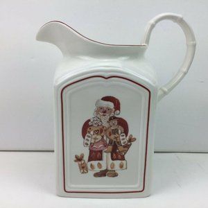 Villeroy & Boch White Ceramic Pitcher Christmas Santa Claus Gingerbread Man Milk
